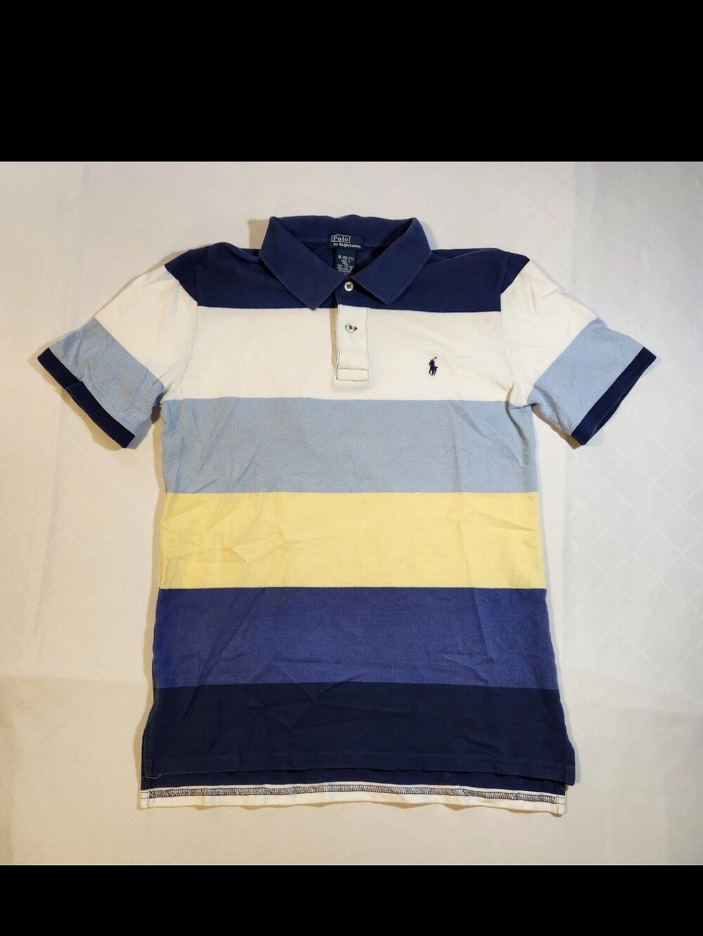 Polo by Ralph Lauren Striped Cotton Polo Shirt - Navy/White/Light Blue/Yellow